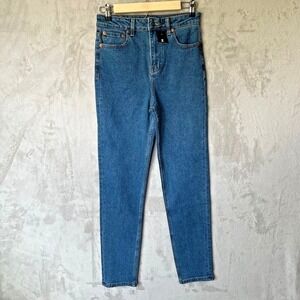 Motel Rocks Jeans Womens (S) 27x29 Blue Denim Pants Tapered High Waisted NWOT
